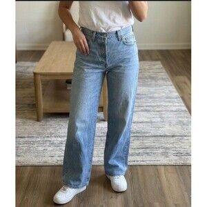 Levi’s Premium Ribcage Straight Ankle Blue boyfriend Jeans 30X29 Button BIG E